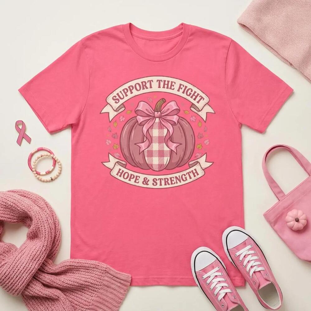 Support The Fight Shirt, Ribbon Pumpkin Graphic Tee, In October